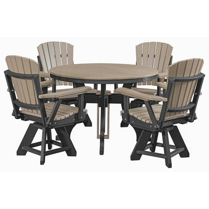 Five Piece Round Dining Height Dining Set in Weatherwood with a Black Base