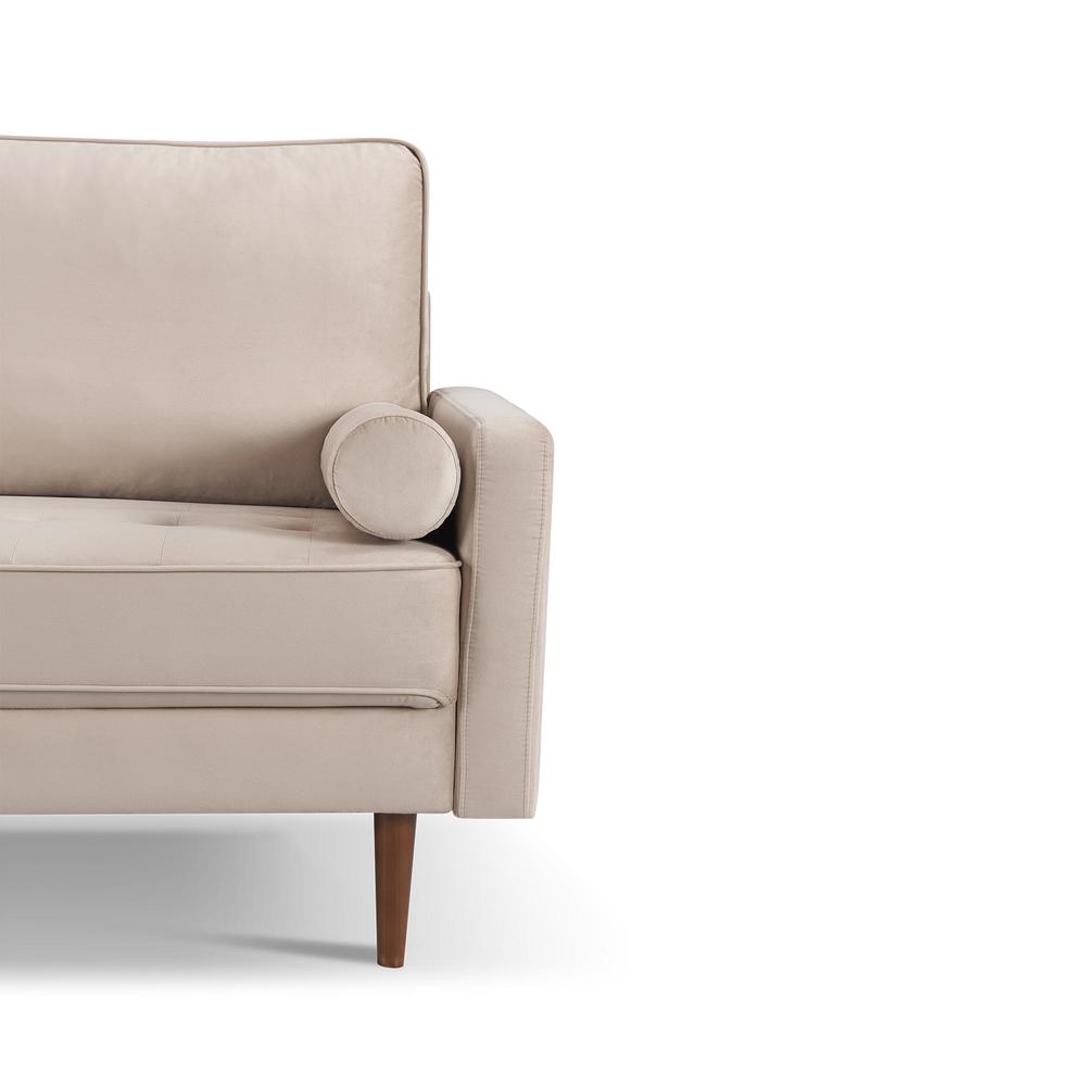 69 Inch Wide Upholstered Two Cushion Sofa with Bolster Pillows