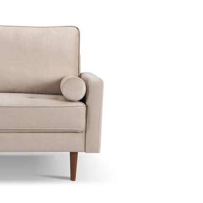 69 Inch Wide Upholstered Two Cushion Sofa with Bolster Pillows
