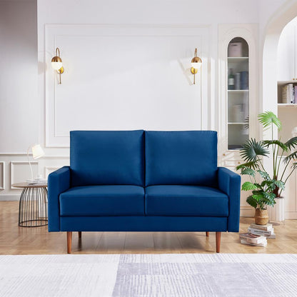 57 Inch Wide Upholstered Two Cushion Loveseat with Square Arms