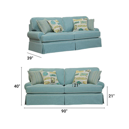 American Furniture Classics Coastal Aqua Sofa with Four Accent Pillows