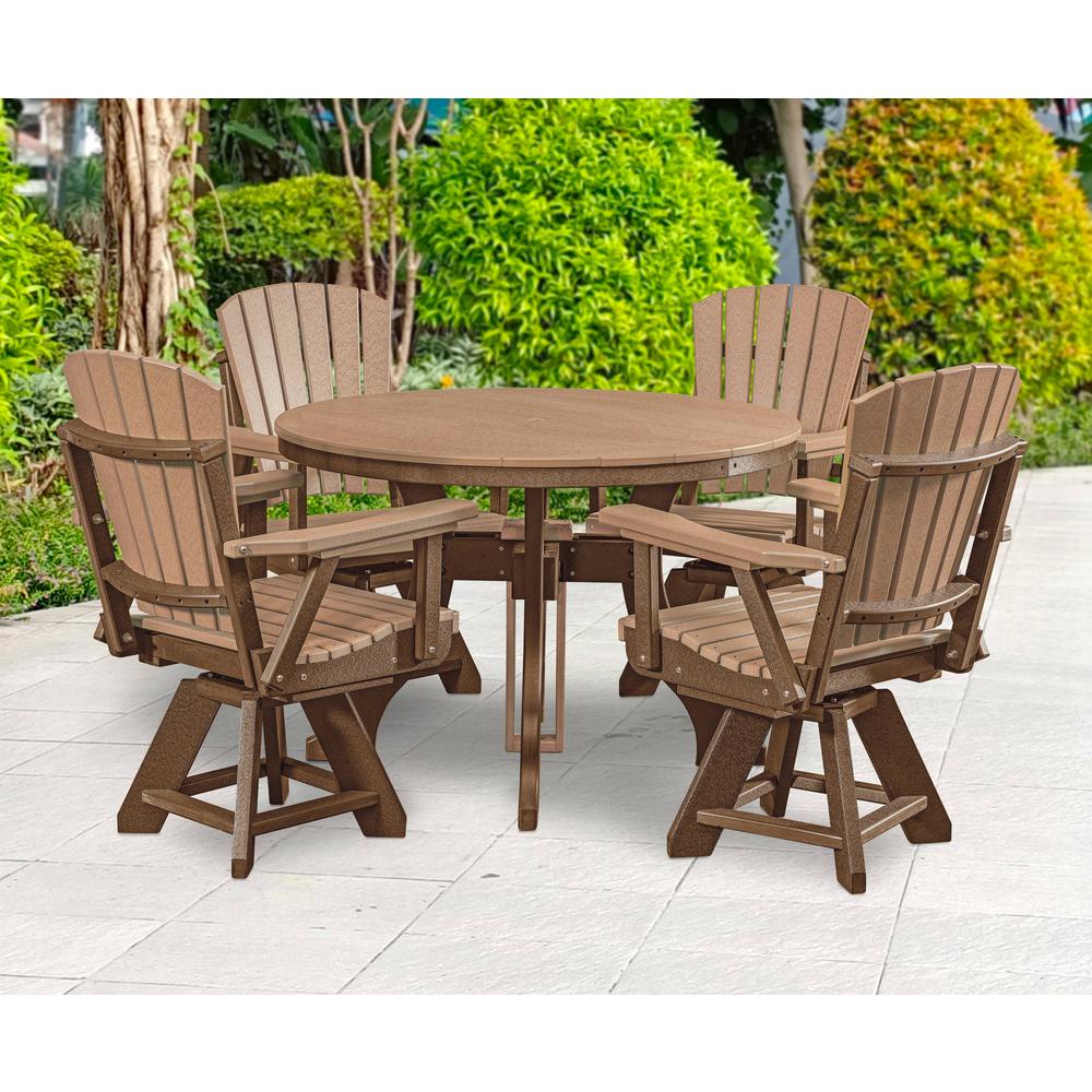 Dining Height Swivel Arm Chair in Cedar with a Tudor Brown Base