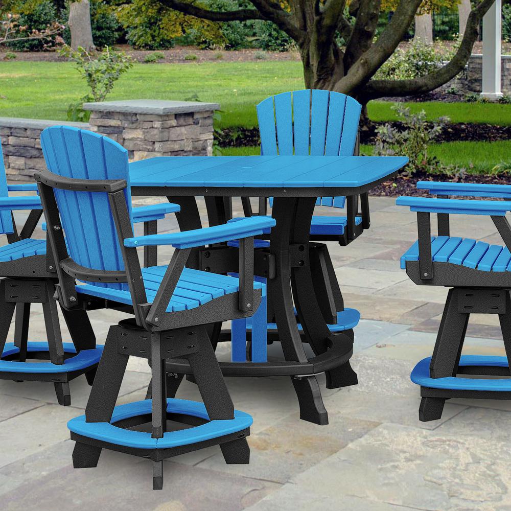 OS Home and Office Model 44S-C-BBK Counter Height Square Table in Blue with Black Base