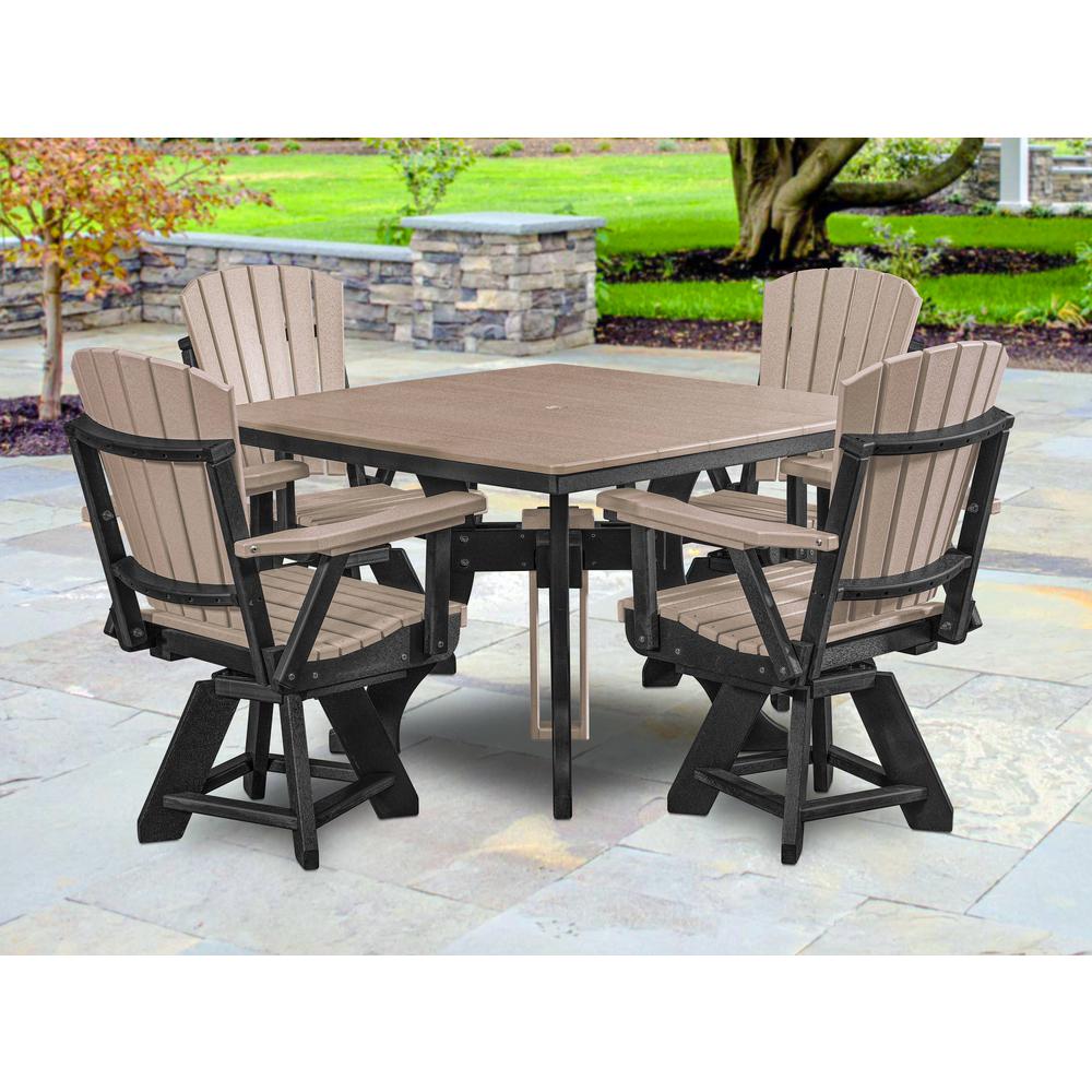 Dining Height Square Table in Weatherwood with a Black Base