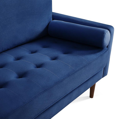 69 Inch Wide Upholstered Two Cushion Sofa with Bolster Pillows