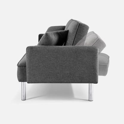 Tufted Futon Convertible Sofa Sleeper with Two Throw Pillows