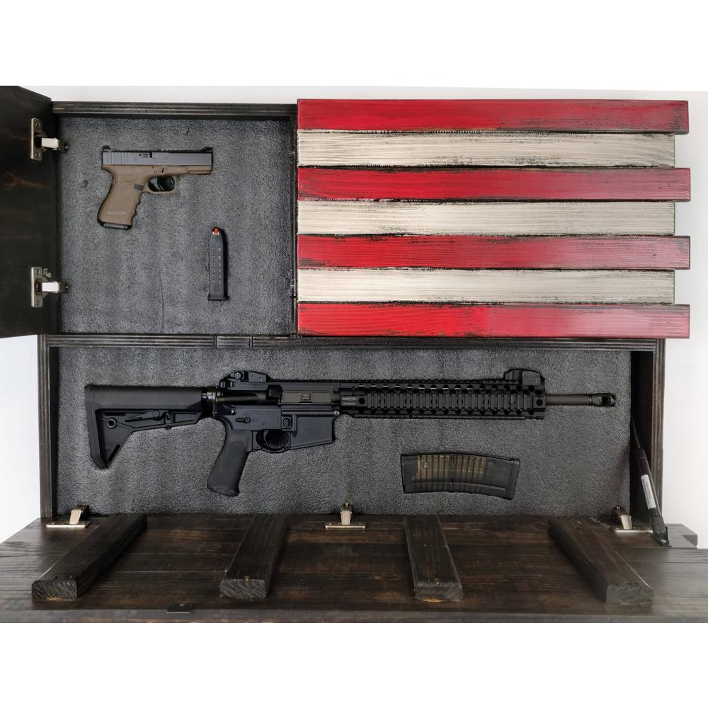 FurniFact American Flag Wall Gun Concealment with Two Secret Compartments