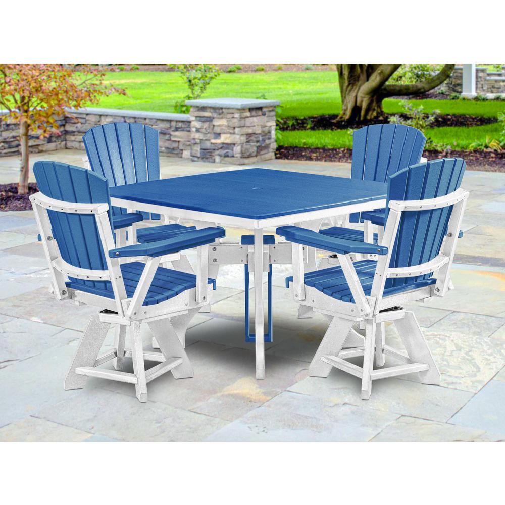 Dining Height Square Table in Blue with a White Base