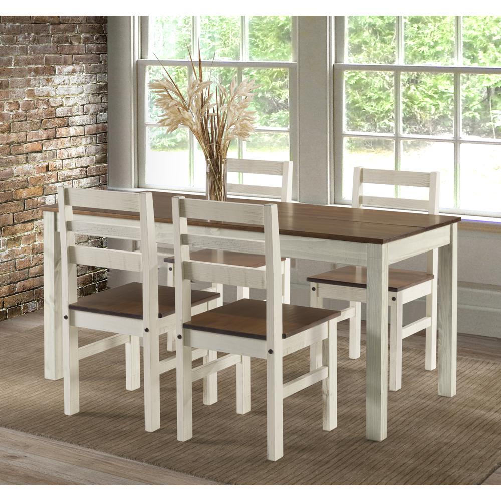 Model CADBTB6 Cottage Series Dining Table in Distressed White