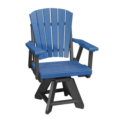Dining Height Swivel Arm Chair in Blue with a Black Base