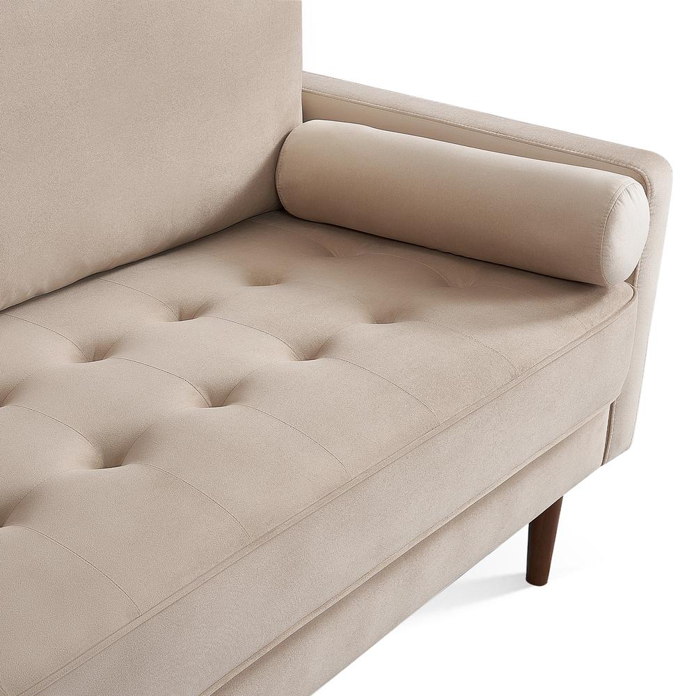 69 Inch Wide Upholstered Two Cushion Sofa with Bolster Pillows