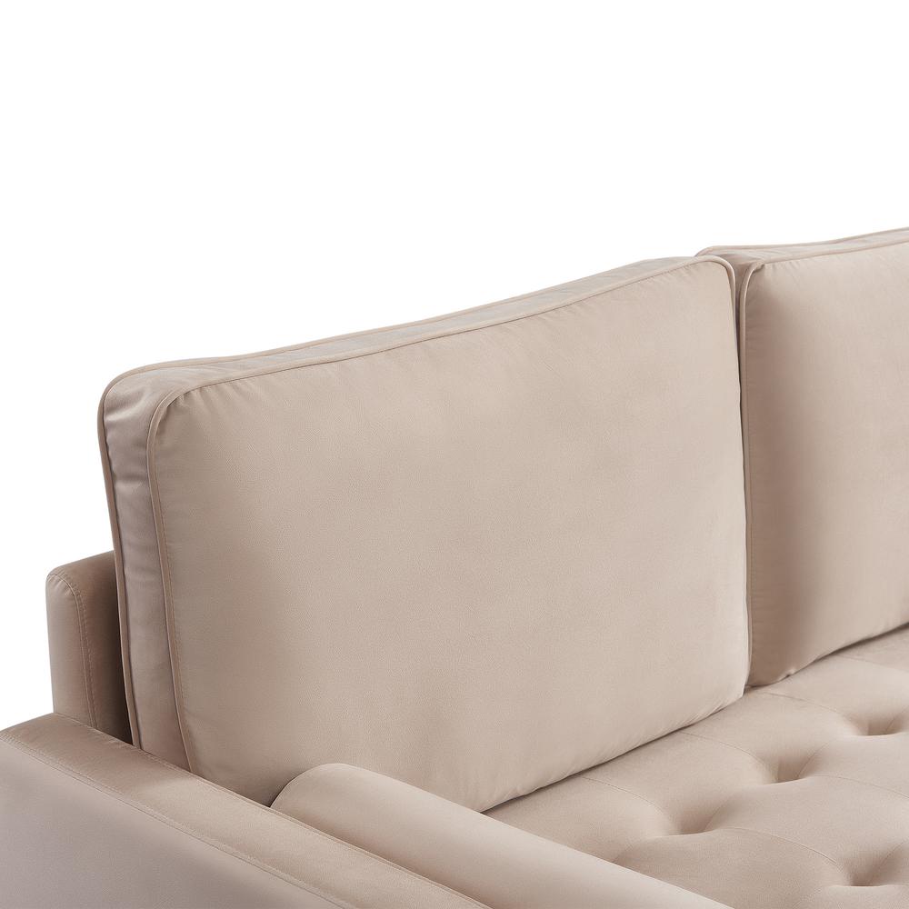 69 Inch Wide Upholstered Two Cushion Sofa with Bolster Pillows