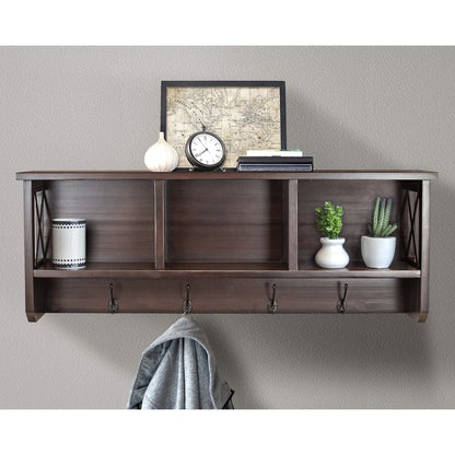Decorative Coat Rack and Storage Accent Rack in Espresso