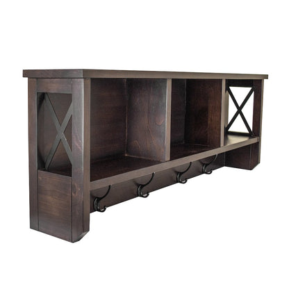Decorative Coat Rack and Storage Accent Rack in Espresso