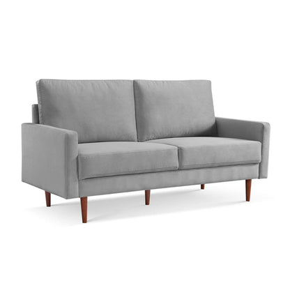 69 Inch Wide Upholstered Two Cushion Sofa with Square Arms