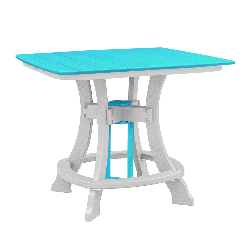 OS Home and Office Model CS130ARW-K Five Piece Square Counter Height Dining Set in Aruba Blue on a White Base
