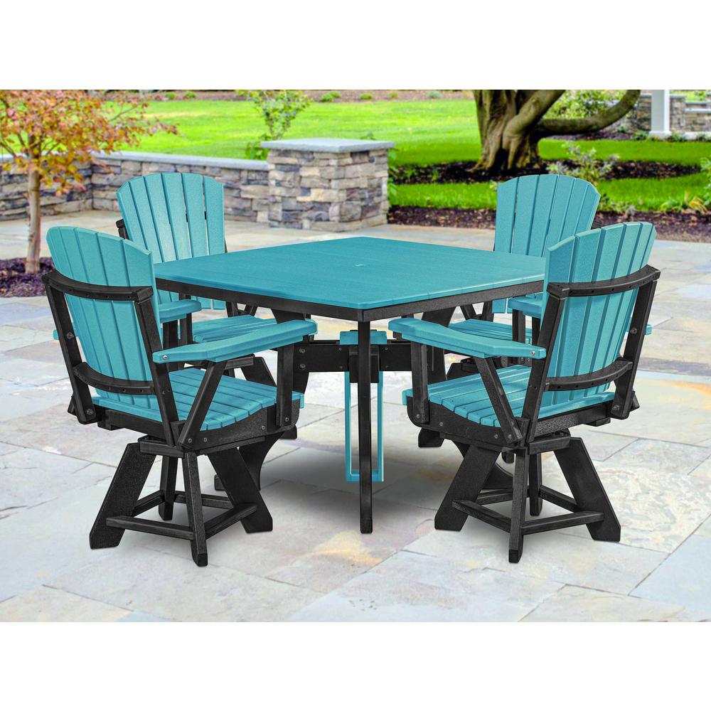 Dining Height Square Table in Aruba Blue with a Black Base