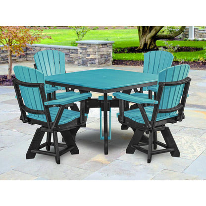 Dining Height Square Table in Aruba Blue with a Black Base