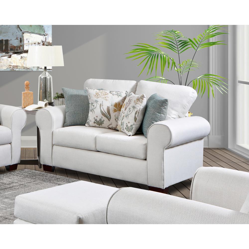 Living Room Beaujardin Loveseat with Four Throw Pillows