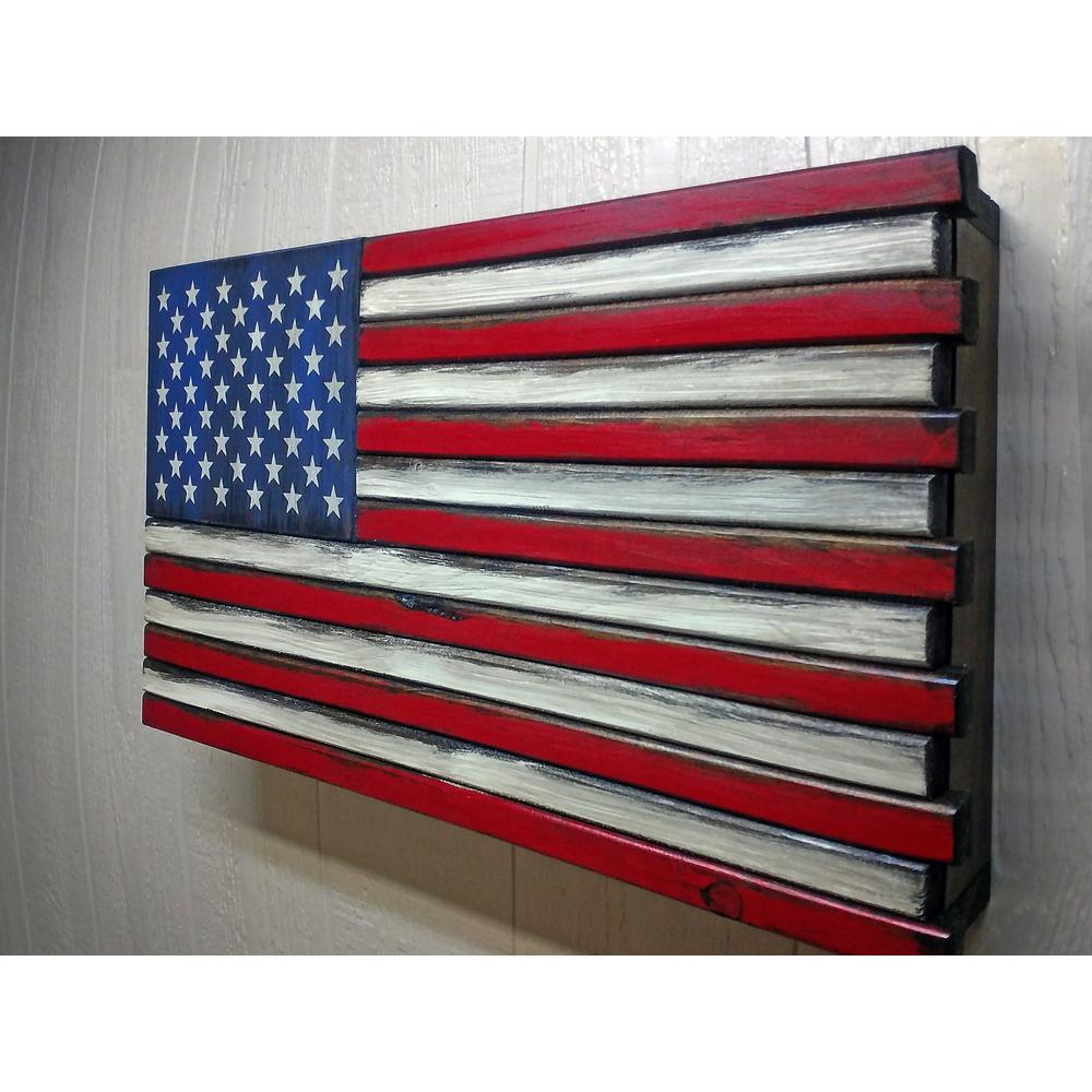 FurniFact American Flag Wall Gun Concealment with Two Secret Compartments