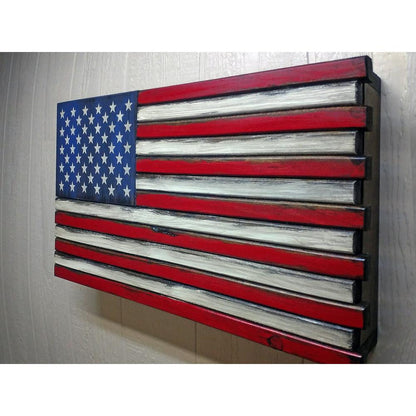 FurniFact American Flag Wall Gun Concealment with Two Secret Compartments