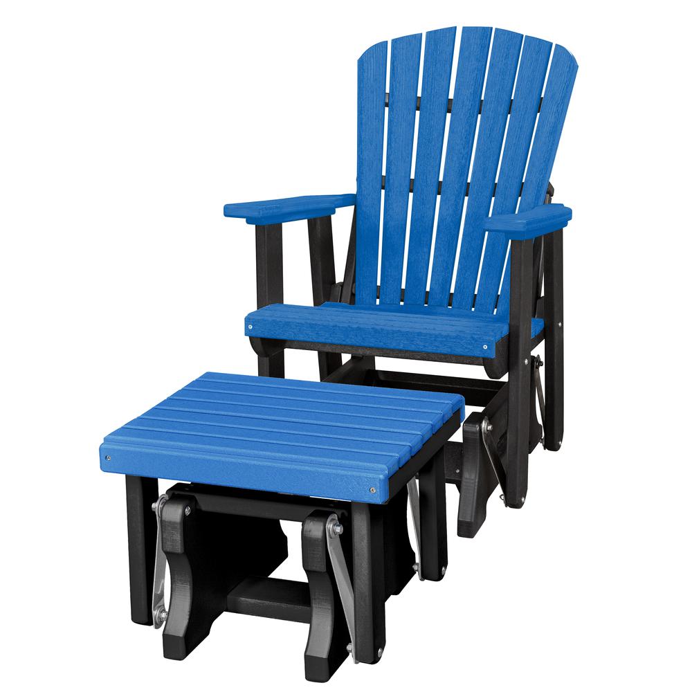 Fan Back Glider and Ottoman Glider in  Blue with a Black Base