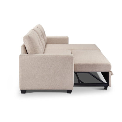 Tufted Sectional Chaise Sofa Sleeper with Storage
