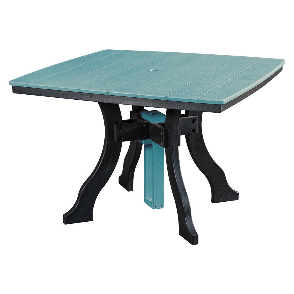 Dining Height Square Table in Aruba Blue with a Black Base