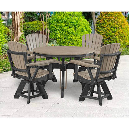 Dining Height Swivel Arm Chair in Weatherwood with a Black Base