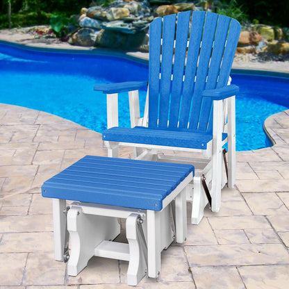 Fan Back Glider and Ottoman Glider in Blue with a White Base