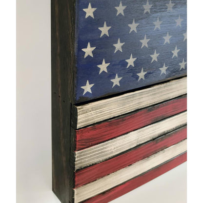 FurniFact American Flag Wall Gun Concealment with Two Secret Compartments