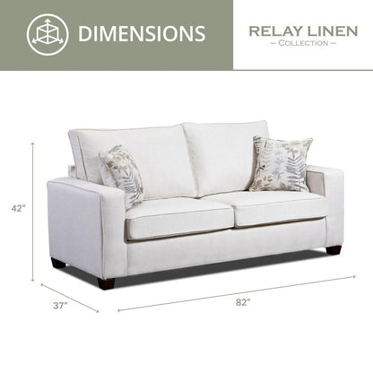 Living Room Relay Linen Sofa with Two Throw Pillows