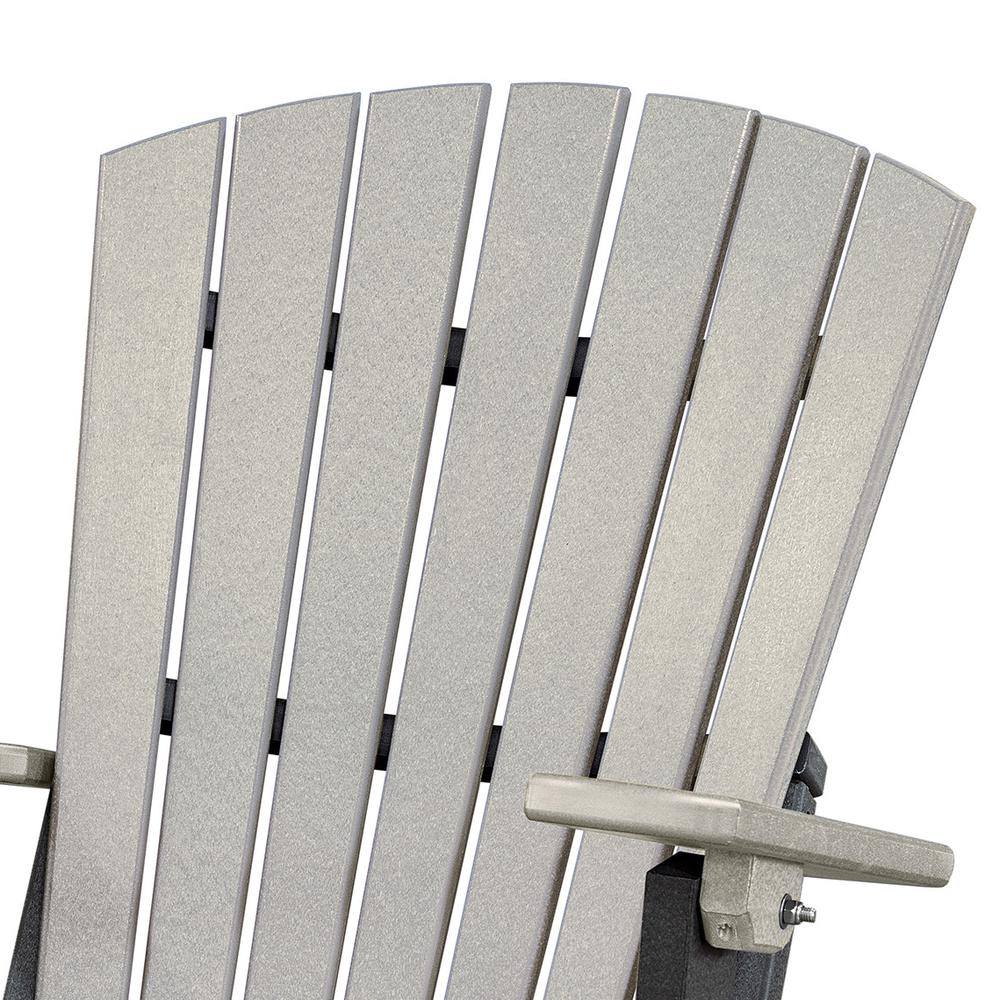 Fan Back Folding Adirondack Chair Made in the USA- Light Gray, Black