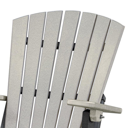 Fan Back Folding Adirondack Chair Made in the USA- Light Gray, Black