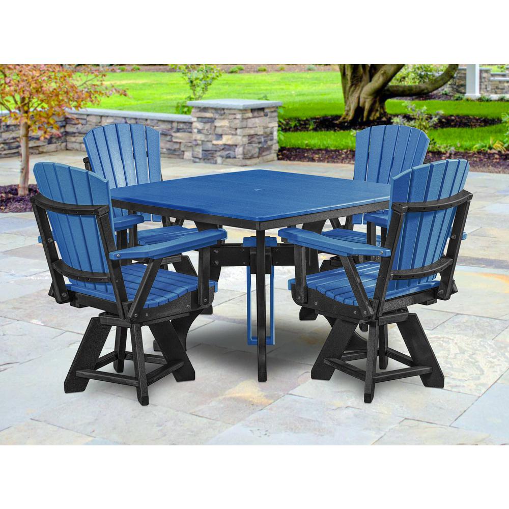 Dining Height Square Table in Blue with a Black Base