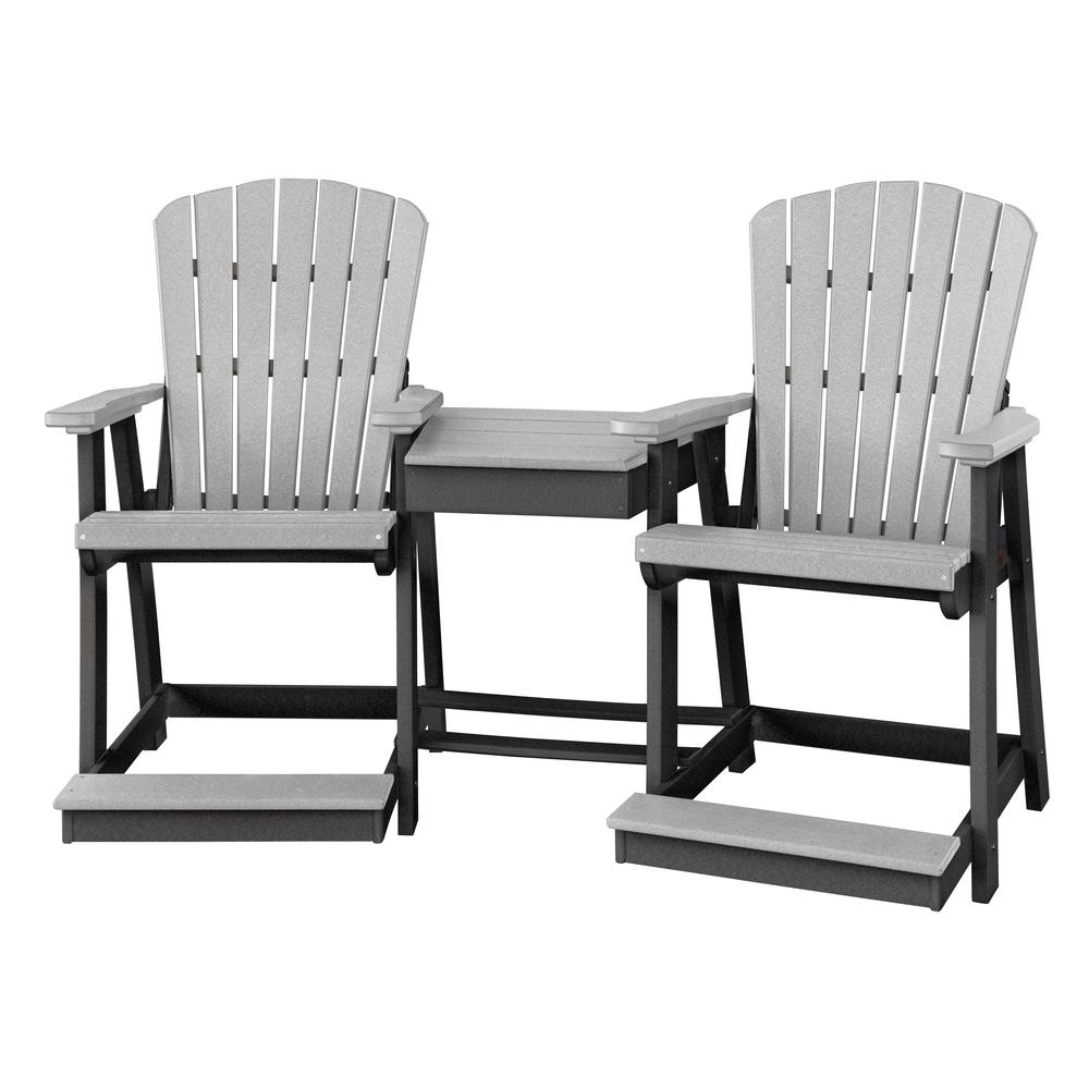 OS Home and Office Counter Height Settee Table Combo in Light Grey with a Black Base