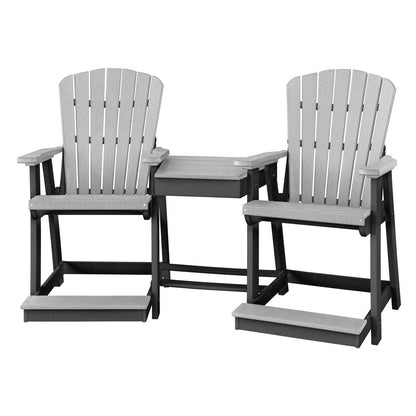 OS Home and Office Counter Height Settee Table Combo in Light Grey with a Black Base