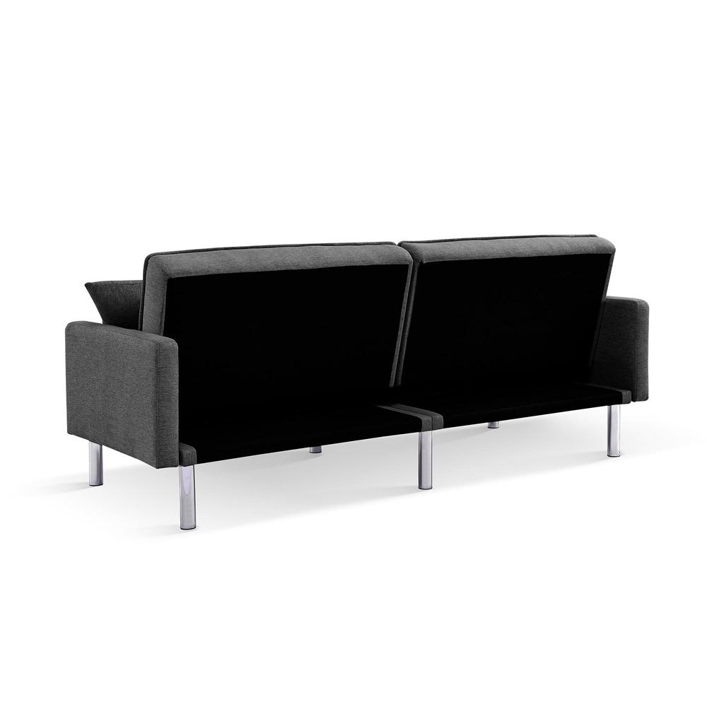 Tufted Futon Convertible Sofa Sleeper with Two Throw Pillows
