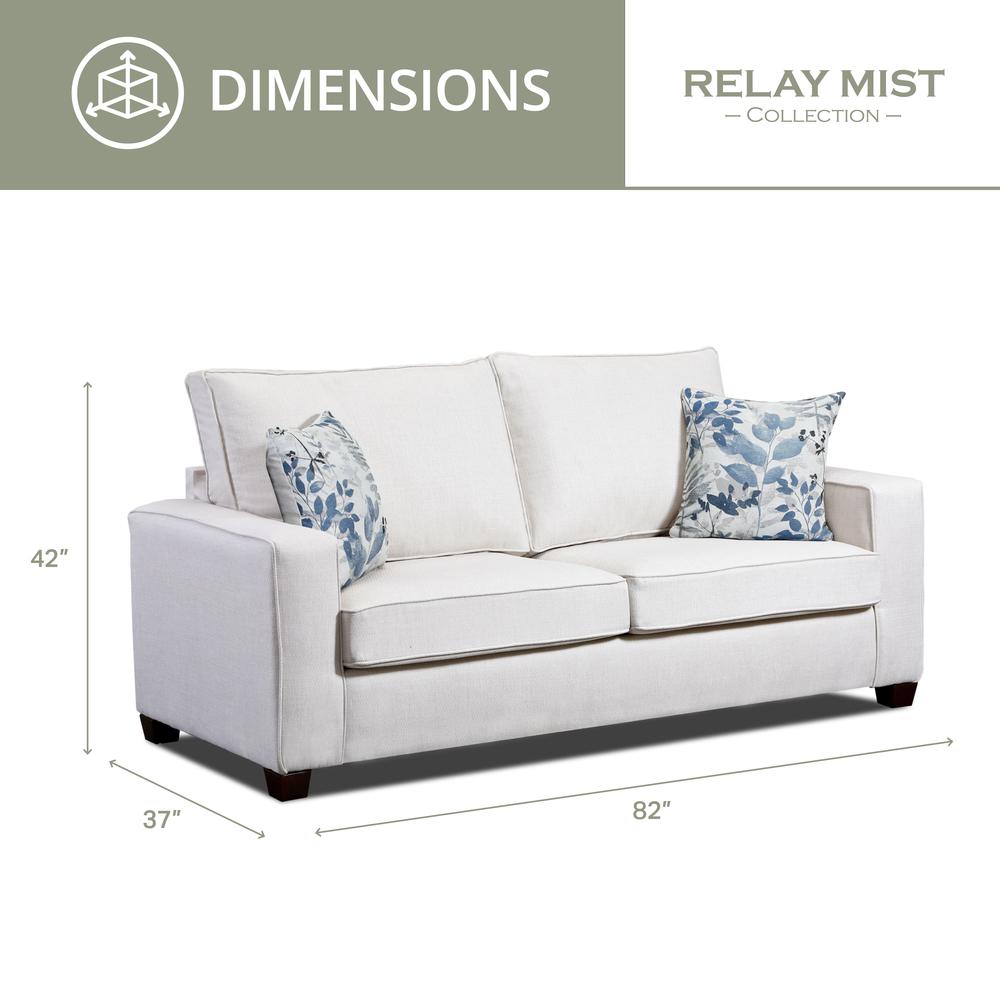 Living Room Relay Mist Sofa with Two Throw Pillows