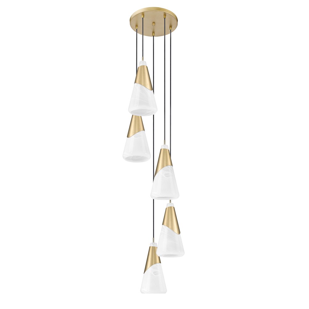 Z-Lite Aimie 5 Light Chandelier, Modern Gold