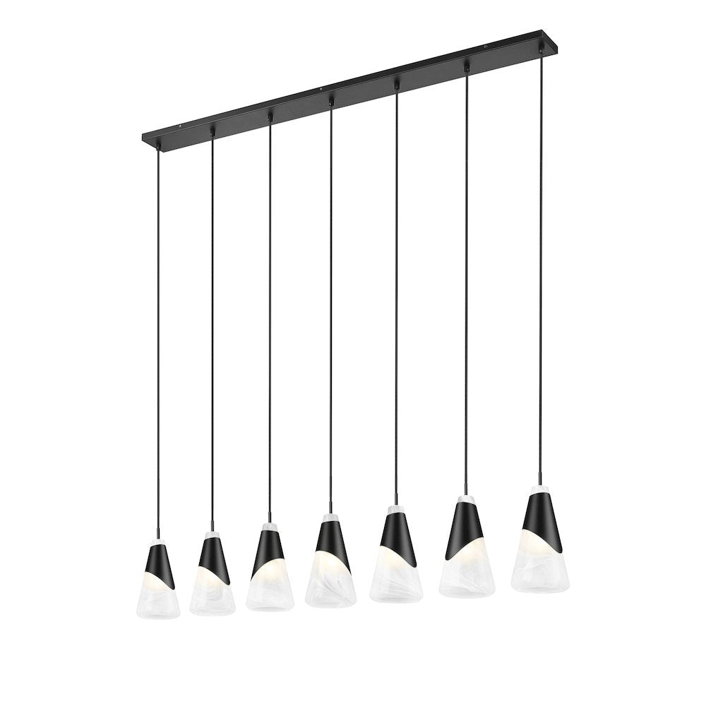 Z-Lite Aimie 7 Light Linear Chandelier, Matte Black