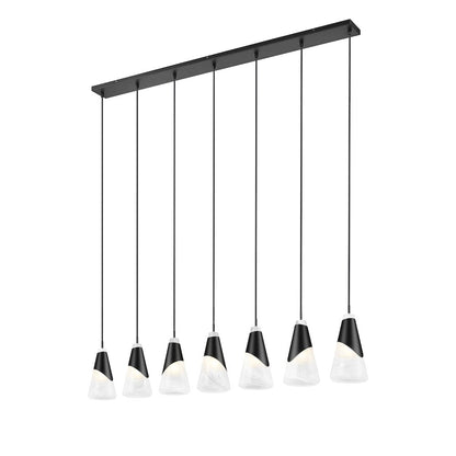 Z-Lite Aimie 7 Light Linear Chandelier, Matte Black