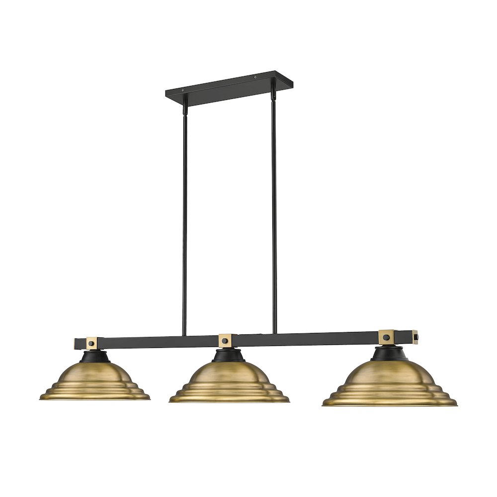 Z-Lite Bronte 3 Light Billiard, Steel Frame, Rubbed Brass Shade Color