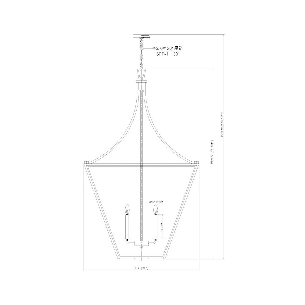 Z-Lite 8 Light Chandelier, Rubbed Brass