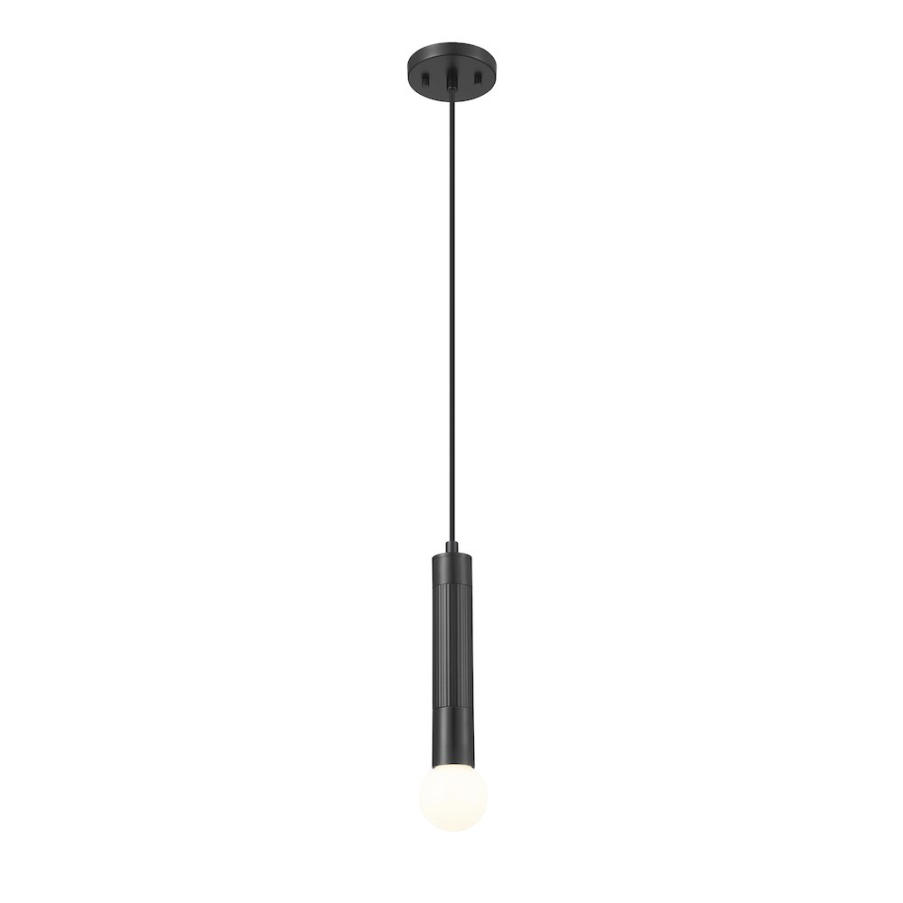 Z-Lite Stari 1 Light Pendant in Matte Black color, Steel frame