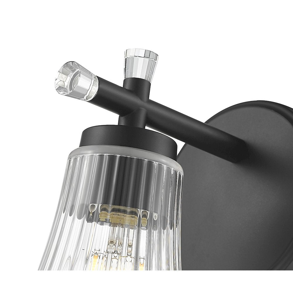 Z-Lite Belle 1 Light Wall Sconce in Matte Black color, Steel frame