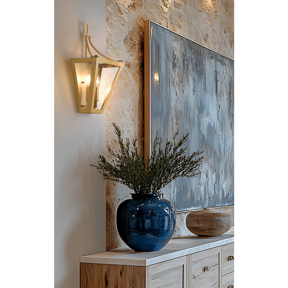 Z-Lite 2 Light Wall Sconce, Rubbed Brass