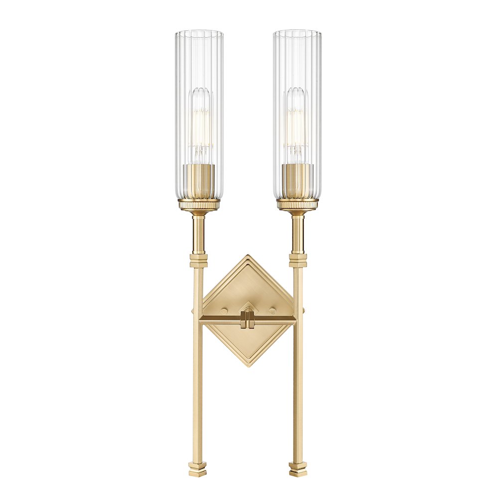 Z-Lite 2 Light Wall Sconce, Modern Gold