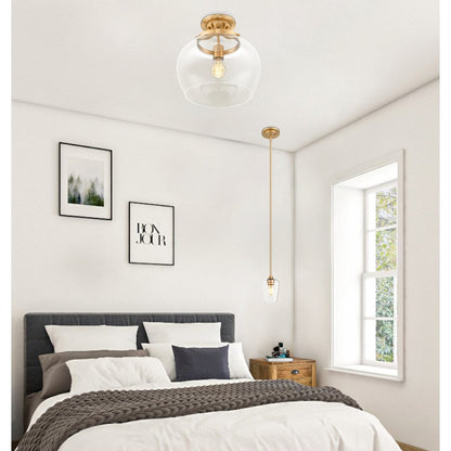 Z-Lite 1 Light Semi Flush Mount, Burnished Brass