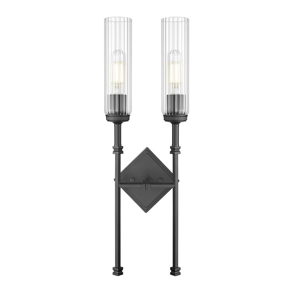 Z-Lite 2 Light Wall Sconce, Matte Black
